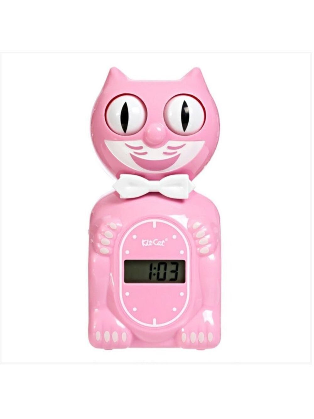 Solar Powered Kit-Cat clock Digital Alarm Klock Pink Satin